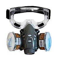 Маска Промисловий Респіратор з фільтрами Захист від пилу фарби хімікатів Прозора