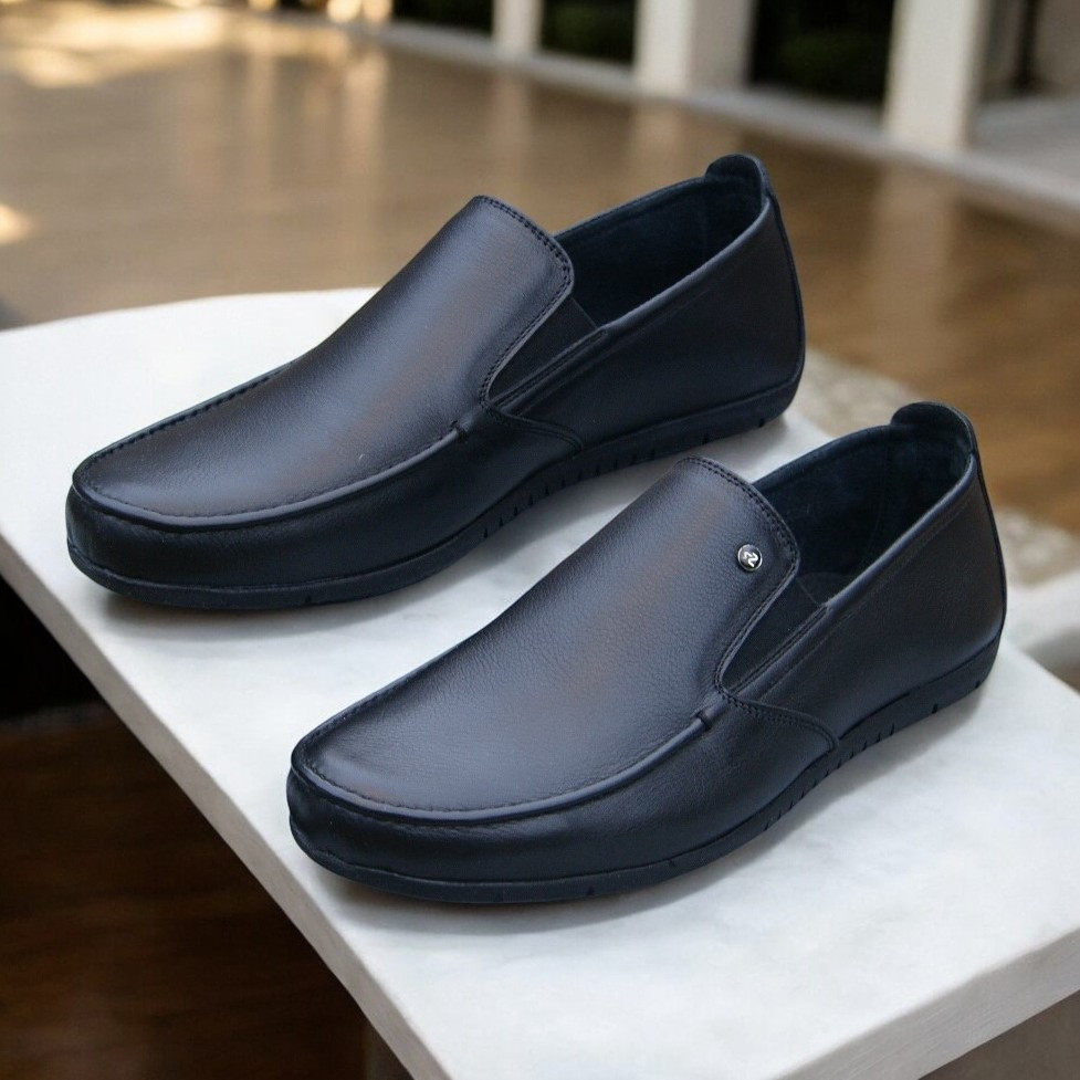 Чоловічі шкіряні мокасини, туфлі чорні з натуральної шкіри на весну осінь чорного кольору для чоловіків, розмір 40 41 42 43 44 45, фото 1