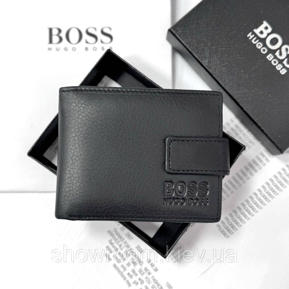 Чоловіче шкіряне портмоне на магниті Boss (82081) чорний