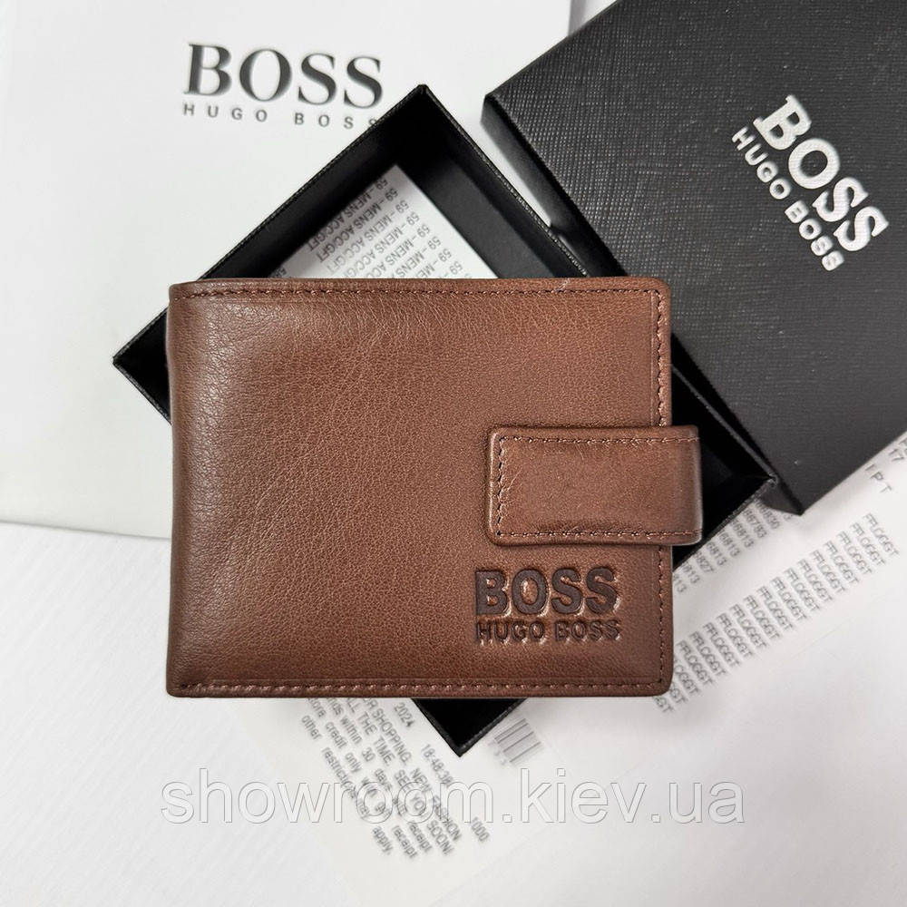 Чоловіче шкіряне портмоне на магниті Boss (82081) коричневий
