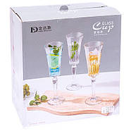 Келих 200 мл з кольорового скла 6 шт. для шампанського із золотим відтінком T0701J в упаковці 6 шт, фото 3