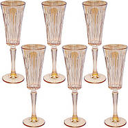 Келих 200 мл з кольорового скла 6 шт. для шампанського із золотим відтінком T0701J в упаковці 6 шт, фото 4