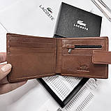 Чоловічий шкіряний гаманець на магниті Lacoste (82081) коричневий, фото 6