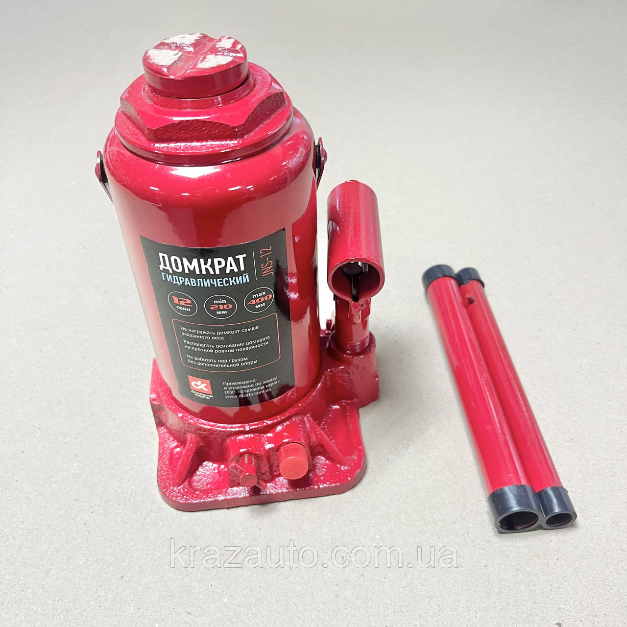 Домкрат пляшковий, 12 т, червоний H = 210/400 (JNS-12). 4905826232, фото 1
