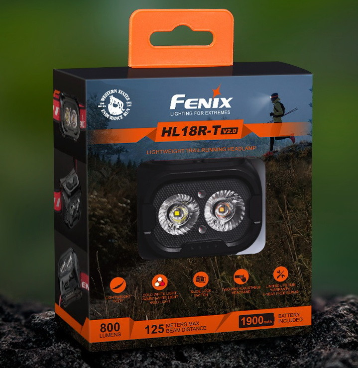 Налобний ліхтар FENIX HL18R-T V2.0 Black (800LM, 1900mAh, USB-C, 3 джерела світла, 2 джерела живлення)