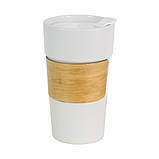 Кружка керамічна ДЕМЕТРА 500 мл з бамбуковим тримачем біла, фото 2
