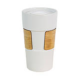 Кружка керамічна ДЕМЕТРА 500 мл з бамбуковим тримачем біла, фото 3