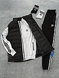 Чоловічий комплект одягу Adidas спортивний костюм Адидас весна-осінь із жилетом осіння 5в1 Туреччина. Живе фото, фото 4