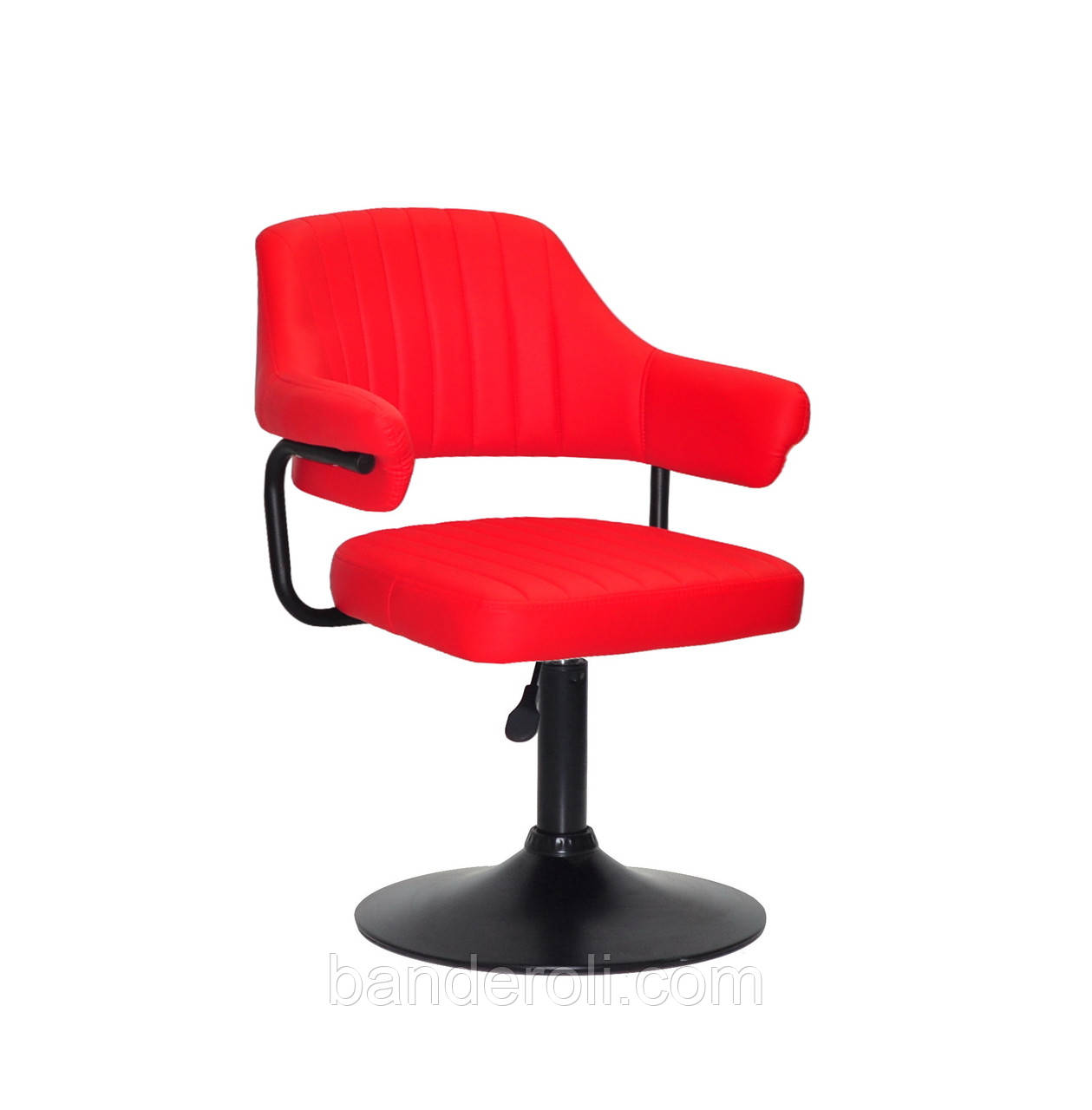 Крісло JEFF BK-Base червоний кожзам з регулюванням висоти на чорній опорі, фото 1