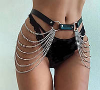 Портупея на бедра из экокожи с цепями