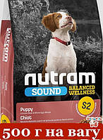 Nutram S2 Sound Puppy корм холістик для цуценят середніх порід 500г ( курка 35% )