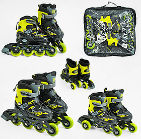 Ролики Жовті Розмір 30-33 Колеса PVC передні колеса світло 6,5 см, устілка 17-18,5 см (10890-S) Best Roller