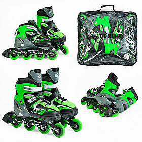 Ролики Зелені (6) Розмір 34-37 Колеса PVC передні колеса світло 7 см, устілка 21,5-24 см (32944-M) Best Roller