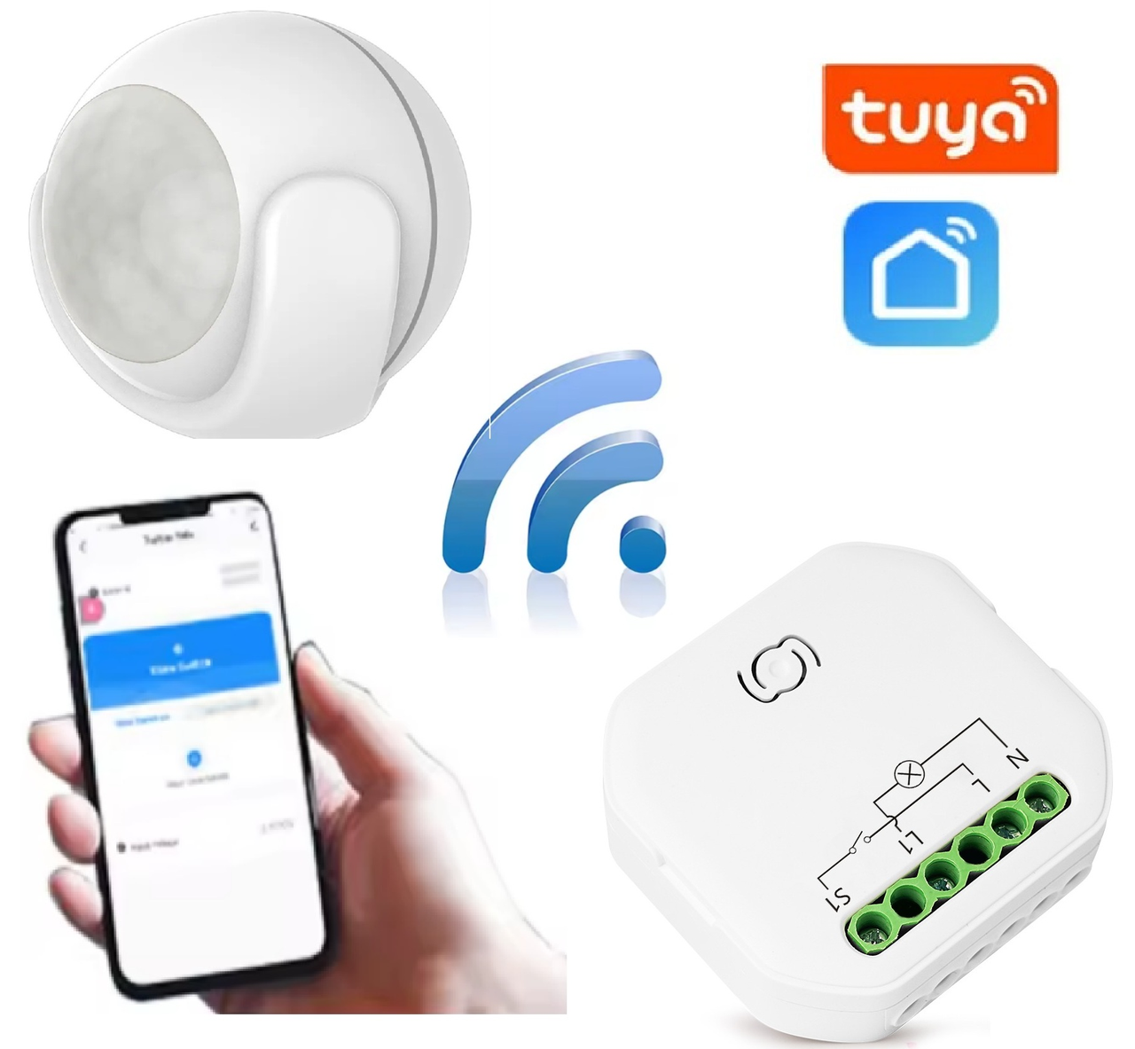 Комплект WIFI автоматизації освітлення 1DAL LightKit WF4 | Датчик руху + Wi-Fi реле освітлення | APP "Tuya"