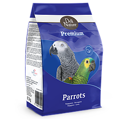 Deli Nature Premium PARROTS Повнораціонний преміум корм для папуг, збагачений фруктами 3 кг.