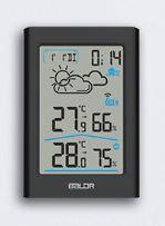 Цифрова метеостанція / Baldr WS0341WH1 з батарейками / (119х80 мм) Чорний