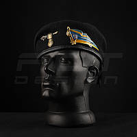 Берет ЗСУ Танкових військ Крапля чорний в зборі з металевим прапорцем