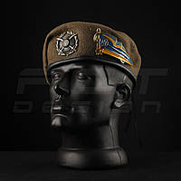 Берет Загальновійськовий ЗСУ Крапля степ в зборі з металевим прапорцем