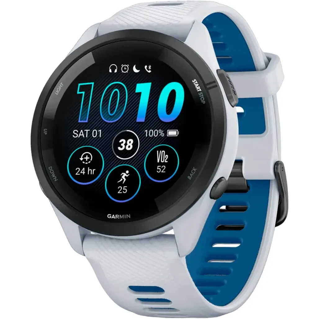 Garmin Forerunner 265 Black Bezel w. Whitestone Case and Whitestone/Tidal Blue S. Band (010-02810-01/11/51), фото 1