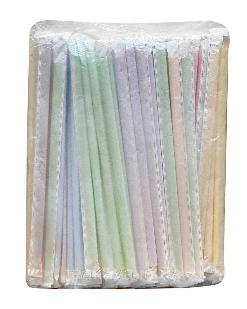 Трубочка кольорова з гофрою індивідуально упакована УТП, d4,8 мм, 21 см, 200 шт., фото 1
