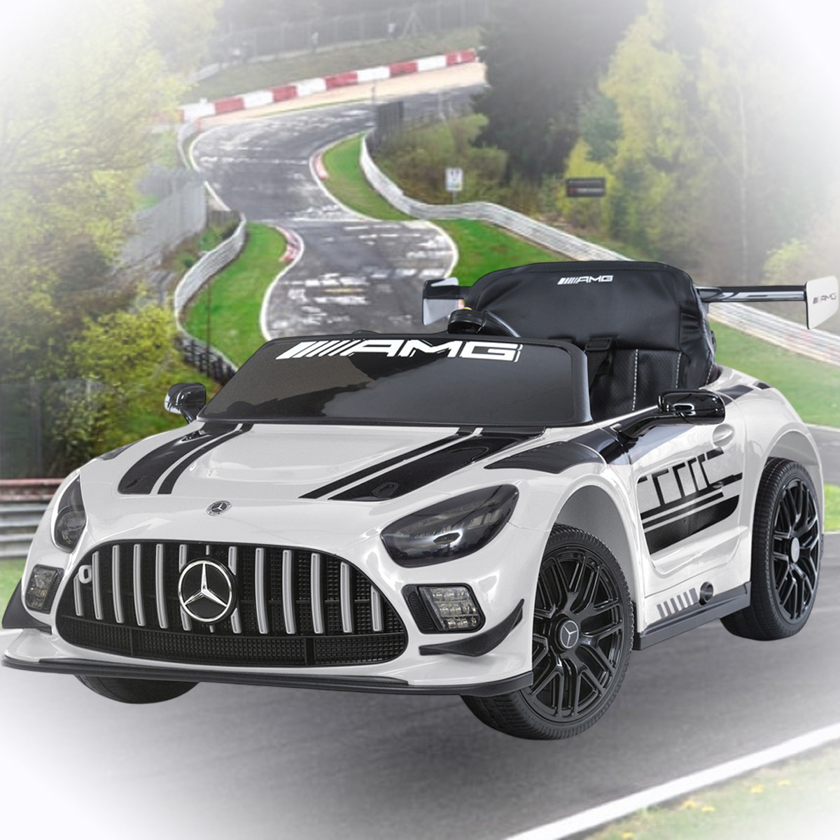 Електромобіль Mercedes для однієї дитини з пультом керування на 4-х моторах 25W Bambi M 5112EBLR-1 Білий