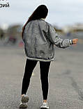 Куртка шкіряна жіноча варенка сіра, фото 3