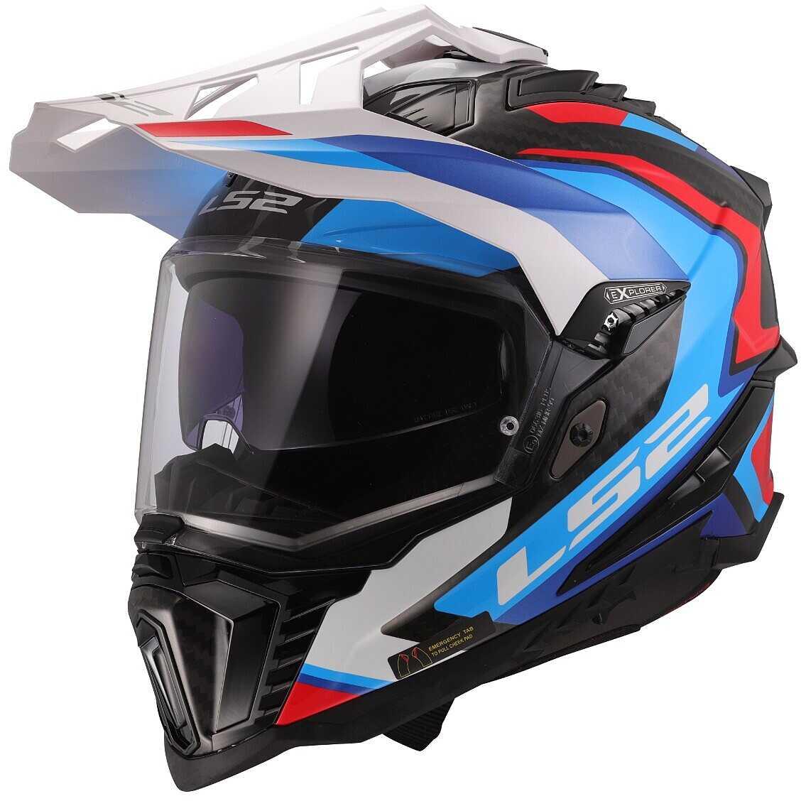 Мотошолом LS2 MX701 Explorer Carbon Frontier II White Blue