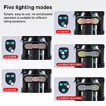 Велоліхтар CYGM-2229 STOP (red+yellow) з сигналом, Li-Ion акумулятор, повороти, ЗП Type-C, фото 4