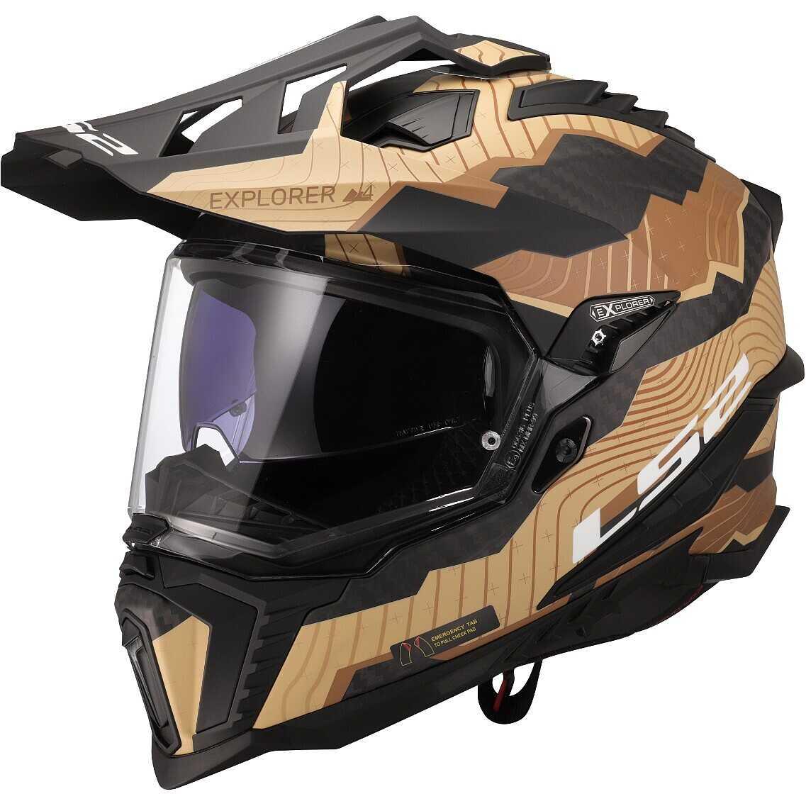 Мотошолом LS2 MX701 Explorer Carbon Trick Brown Sand