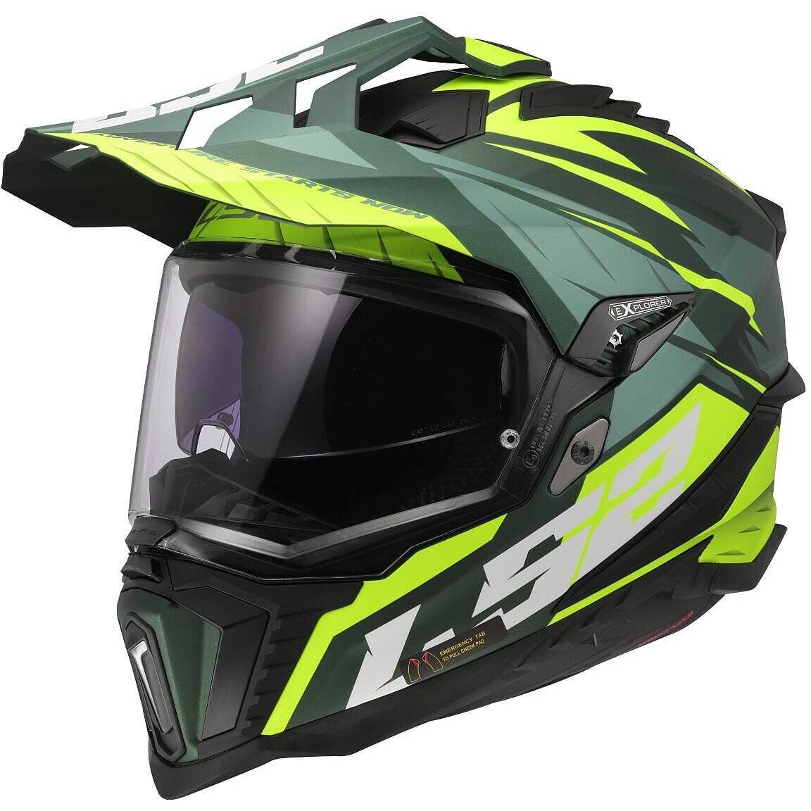 Мотошолом LS2 MX701 Explorer Spire Green Fluo Yellow, фото 1