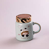 Кухоль керамічний Happy Life 420 мл Cute girl з бірюзовою кришкою (HPCY8240GR)