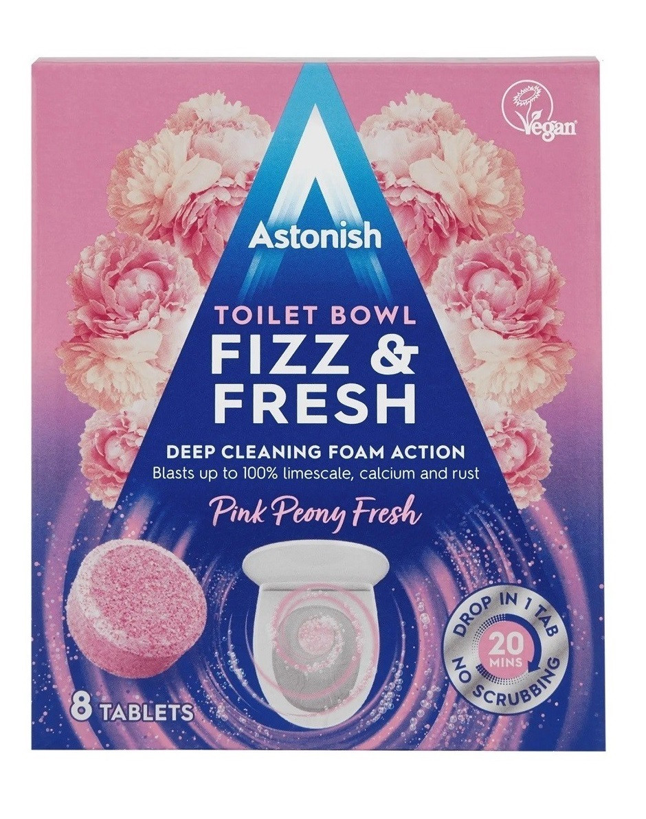 Пігулки для чищення унітазів Astonish з ароматом півонії 8 шт, фото 1