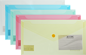 Папка-конверт на кнопці прозора (DL, 170мкм, асортимент кольорів) Buromax Travel BM.3938