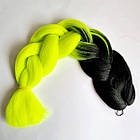 Канекалон коса омбре двоколірний чорно-лимонний довгий,60 см