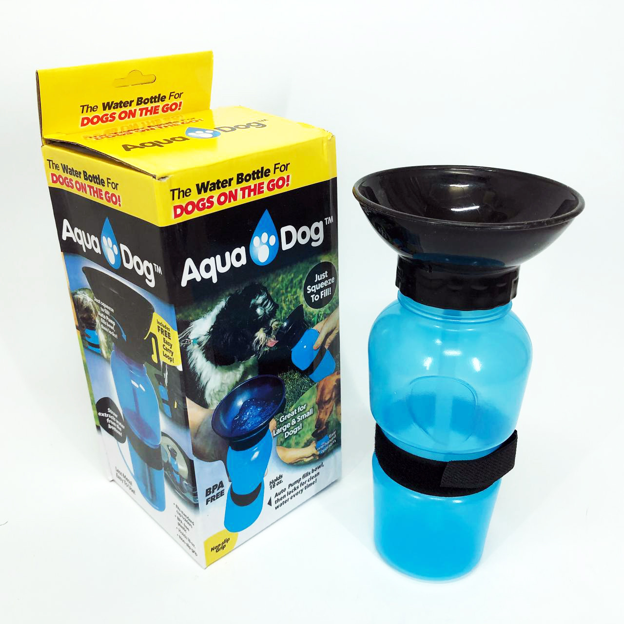 Поїлка для собак в дорозі, переносна Aqua Dog 537 мл, портативна бутлка для крупних та малих собак FS-97