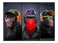 Модульна картина Декор Карпати у вітальню/ спальню для інтер'єру Три мудрі мавпи 60*100 см MK30096_А