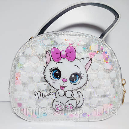Дитяча лакова сумочка з плаваючіми блискавками для дівчинки довга регульована ручка, фото 1