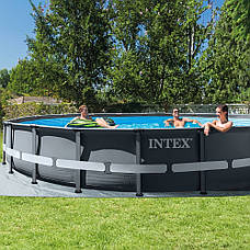 Каркасний басейн Intex 26334 (610х122 см) (Пісочний фільтр-насос 6000 л/год, драбина, тент, підстилка), фото 3