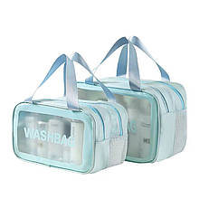 Комплет косметичок 2 шт у ванну кімнату на 2 відділення, блакитні