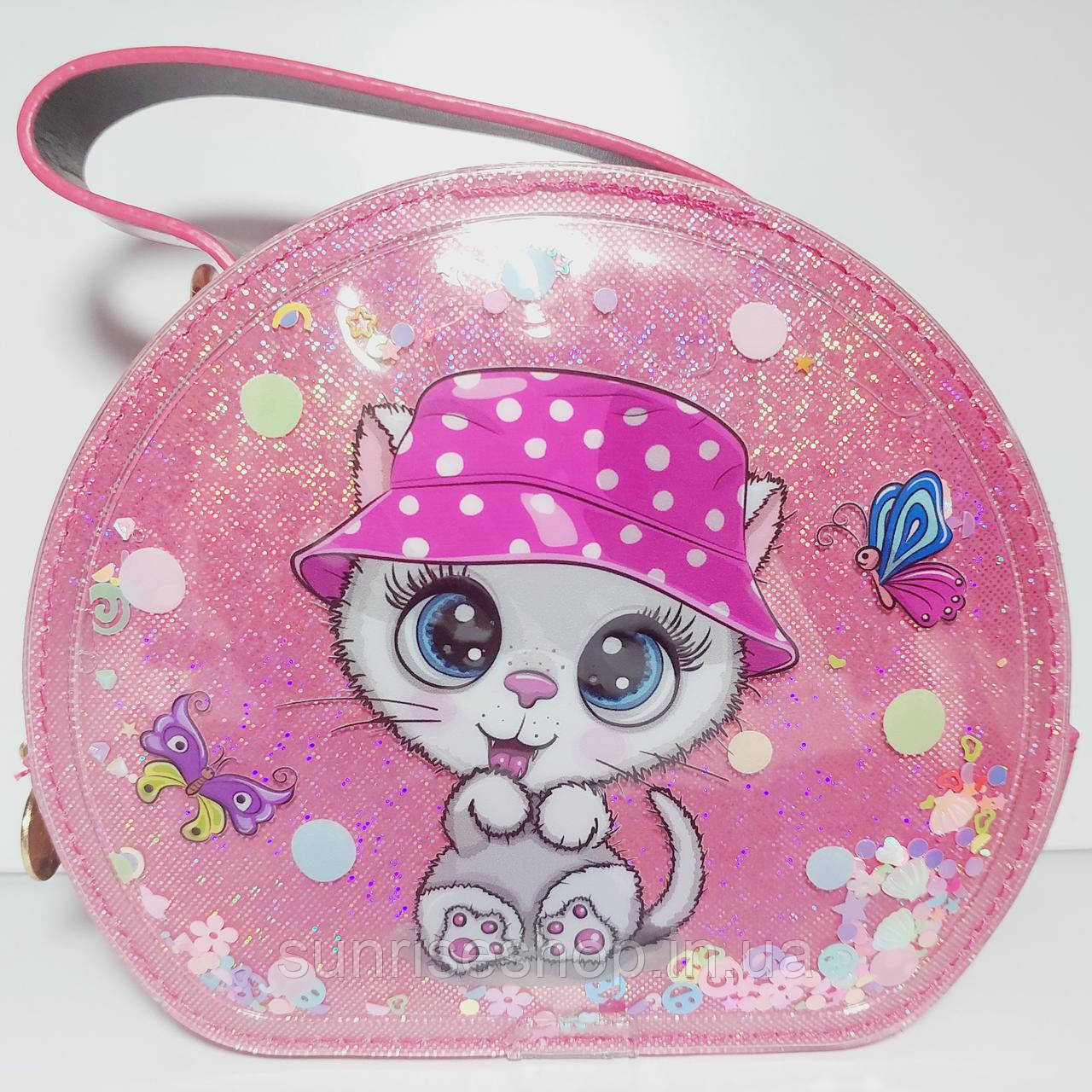 Дитяча лакова сумочка з плаваючіми блискавками для дівчинки довга регульована ручка 1328