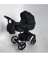 Коляска Adamex Bibione PS-99 зелена тканина і шкіра