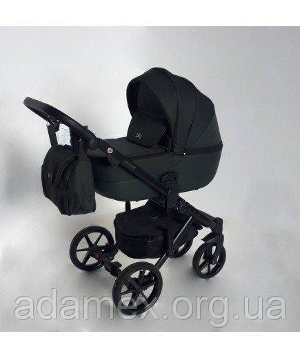 Коляска Adamex Bibione PS-99 зелена тканина і шкіра
