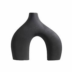 Ваза для квітів Lesko Двонога Black керамічна в скандинавському стилі