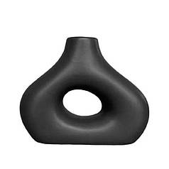 Ваза для квітів Lesko Фігурна Black керамічна в скандинавському стилі