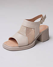 Босоніжки на підборах із сіткою Krula 76576 36 бежеві шкіра