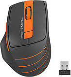 Комп'ютерна миша A4tech Fstyler FG30S, USB, бездротова, оптична, безшумна, 1000/1600/2000 dpi, 125 Hz, 6 кнопок, 1xAA, Gray/Orange, фото 3