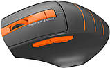 Комп'ютерна миша A4tech Fstyler FG30S, USB, бездротова, оптична, безшумна, 1000/1600/2000 dpi, 125 Hz, 6 кнопок, 1xAA, Gray/Orange, фото 4
