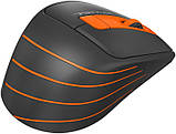 Комп'ютерна миша A4tech Fstyler FG30S, USB, бездротова, оптична, безшумна, 1000/1600/2000 dpi, 125 Hz, 6 кнопок, 1xAA, Gray/Orange, фото 8