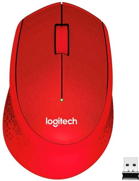 Комп'ютерна миша Logitech M330 Silent Plus, Red, USB, бездротова, оптична, 1000 dpi, 3 кнопки, 1xAA
