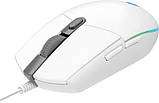 Комп'ютерна миша Logitech G102 LIGHTSYNC, USB, оптична, 8000 dpi, RGB-підсвічування, 6 програмованих механічних кнопок, White, фото 3